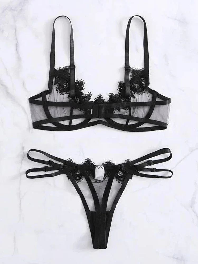 Prześwitujący komplet bielizny