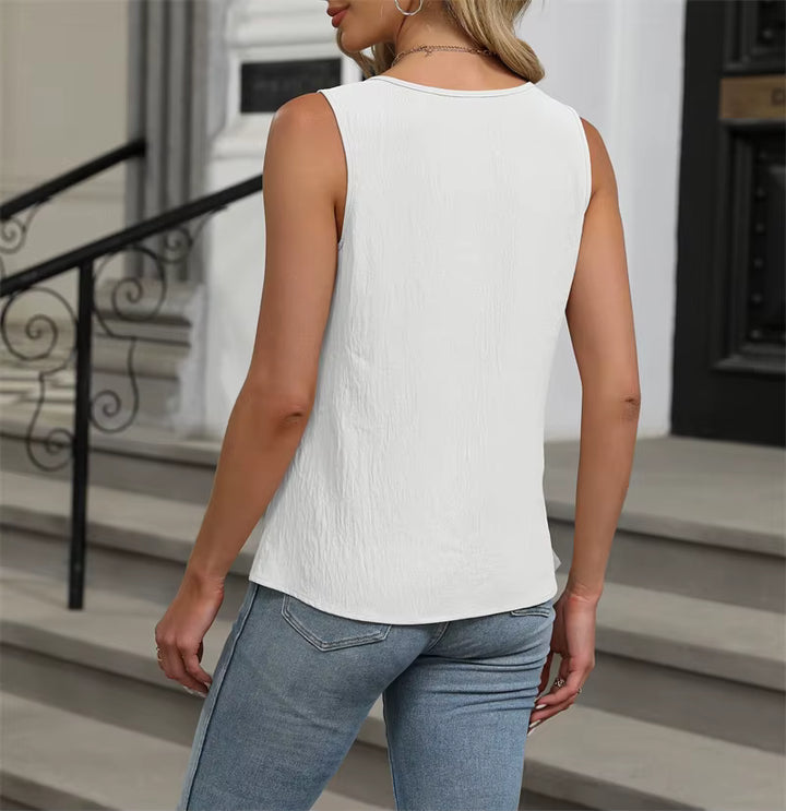 Damski top z ozdobnym dekoltem