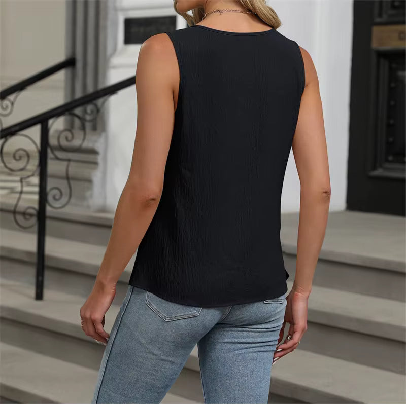 Damski top z ozdobnym dekoltem