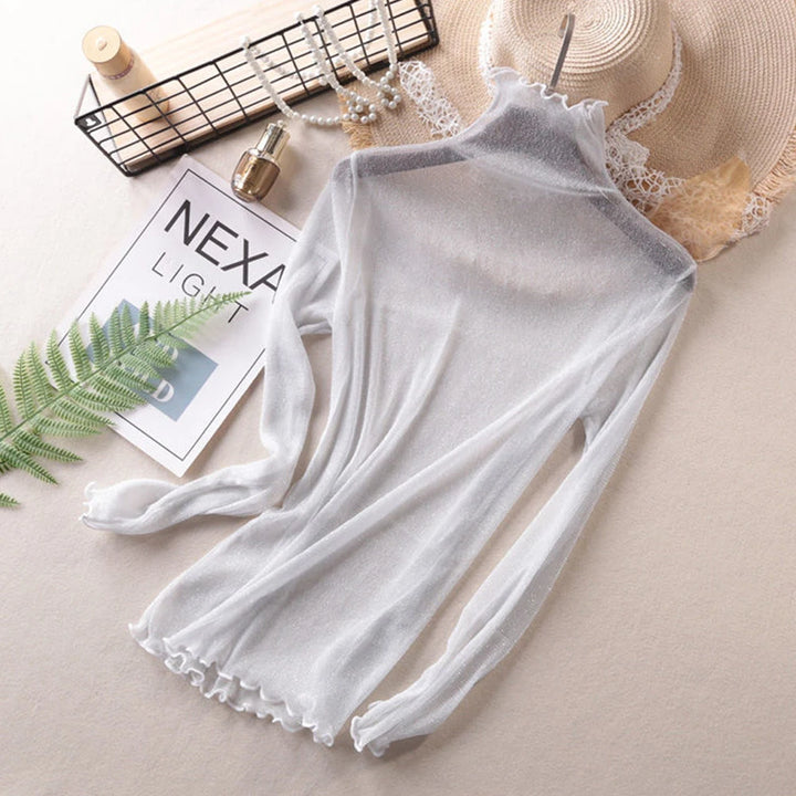 Błyszcząca przezroczysta damska bluzka