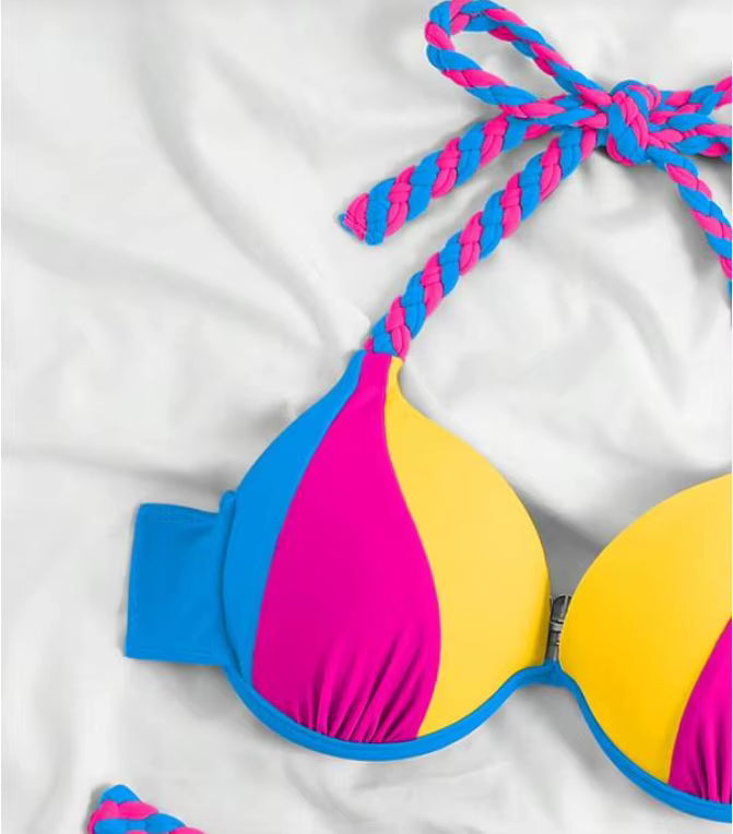 Dwuczęściowy strój kąpielowy push-up wielokolorowy