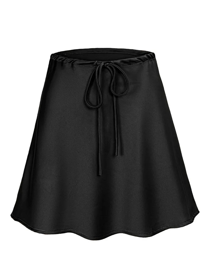 Satynowa spódnica mini z wiązaniem