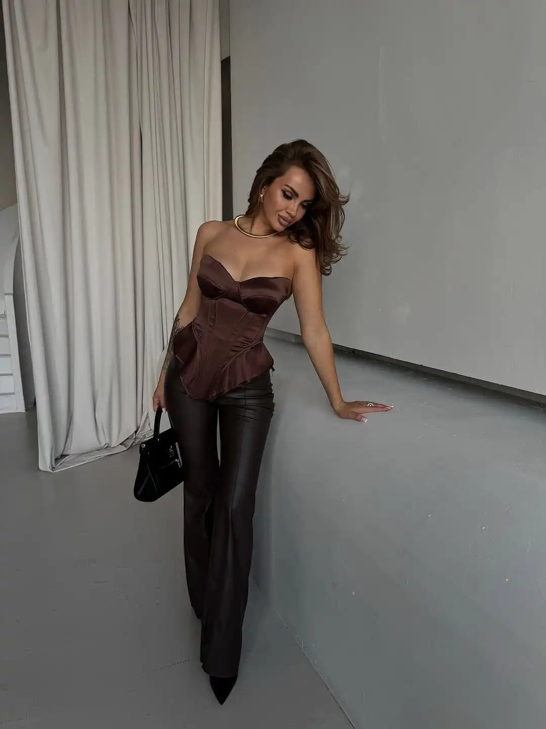 Damski gorsetowy top bez ramiączek