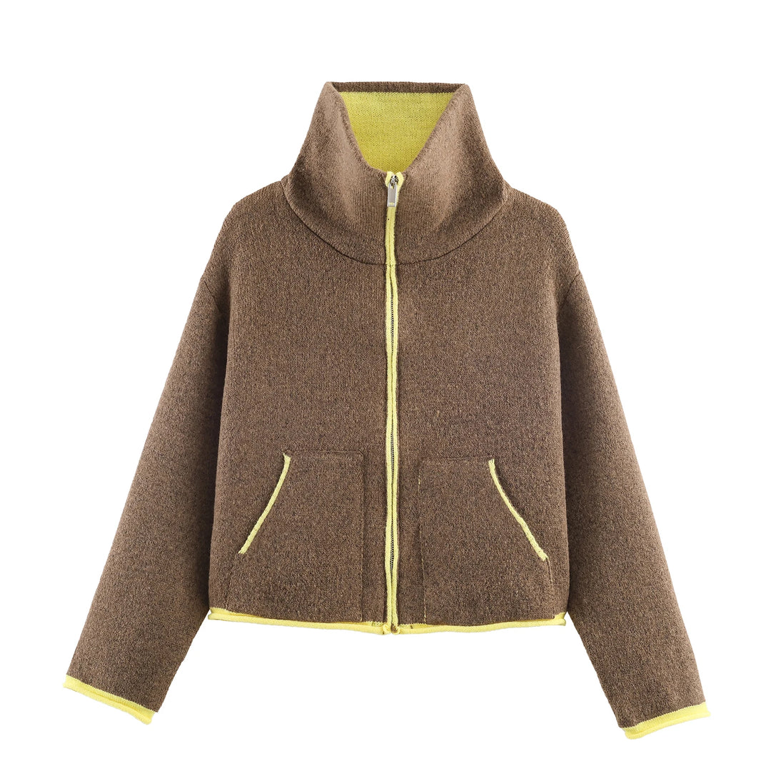 Damska dzianinowa kurtka z lamówkami