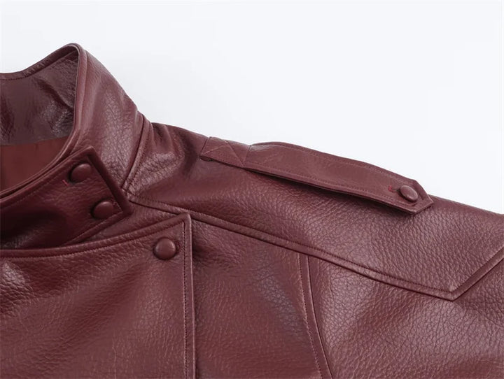 Damska skórzana kurtka oversize