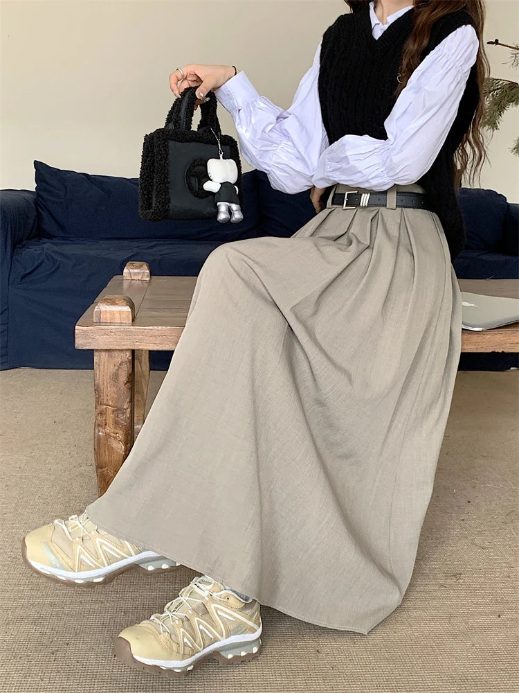 Długa spódnica z zakładkami