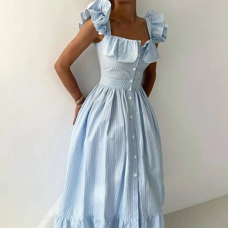 Elegancka koszulowa sukienka maxi