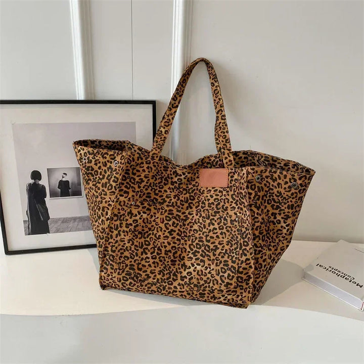 Materiałowa torba shopper w panterkę