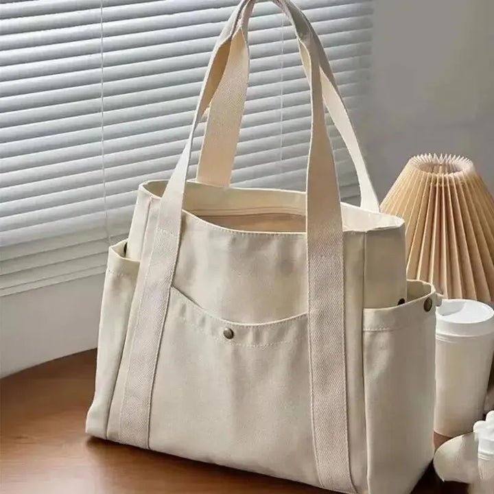 Płócienna torba shopper z kieszeniami