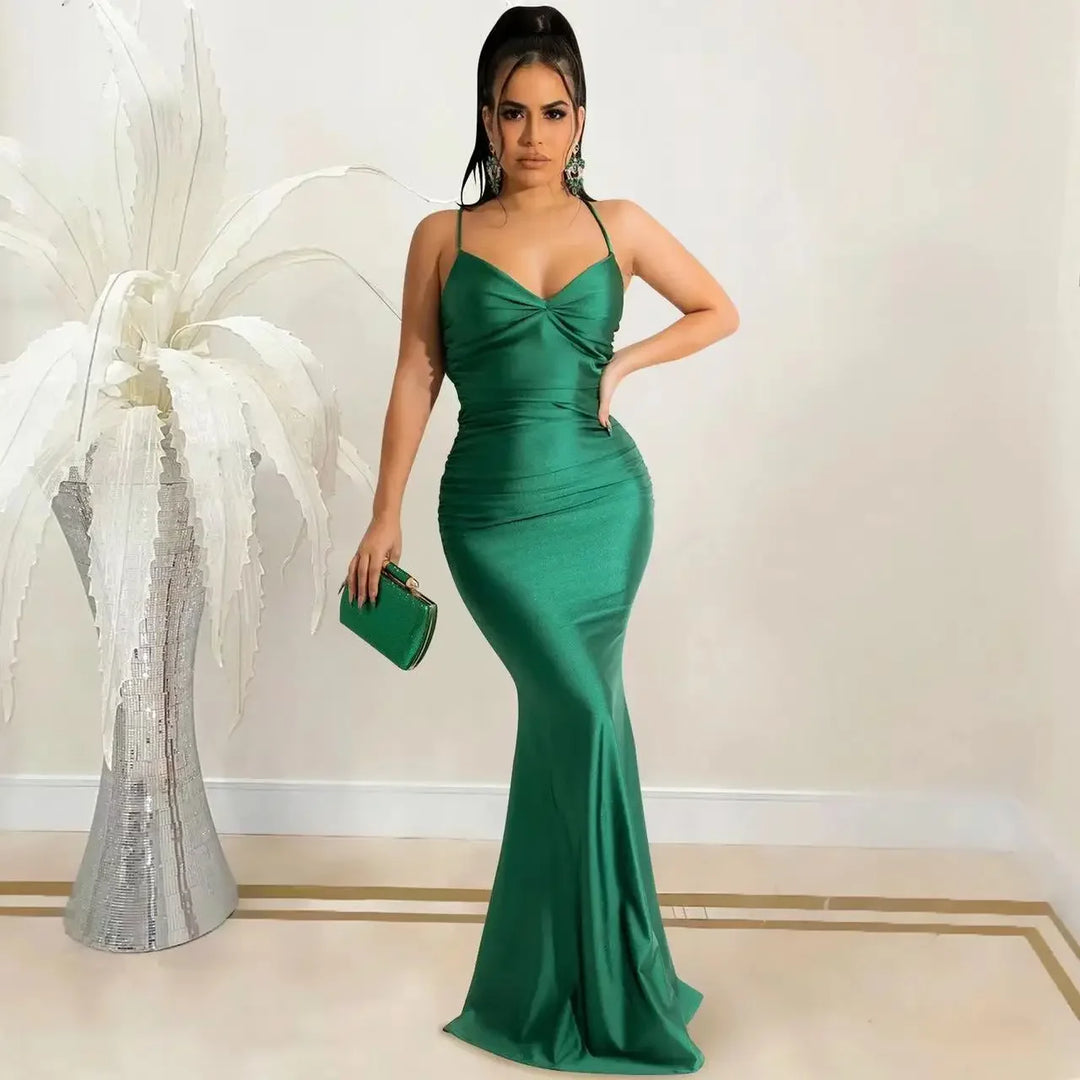Satynowa sukienka maxi