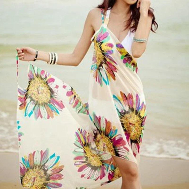 Sukienka plażowa w kwiatowy wzór